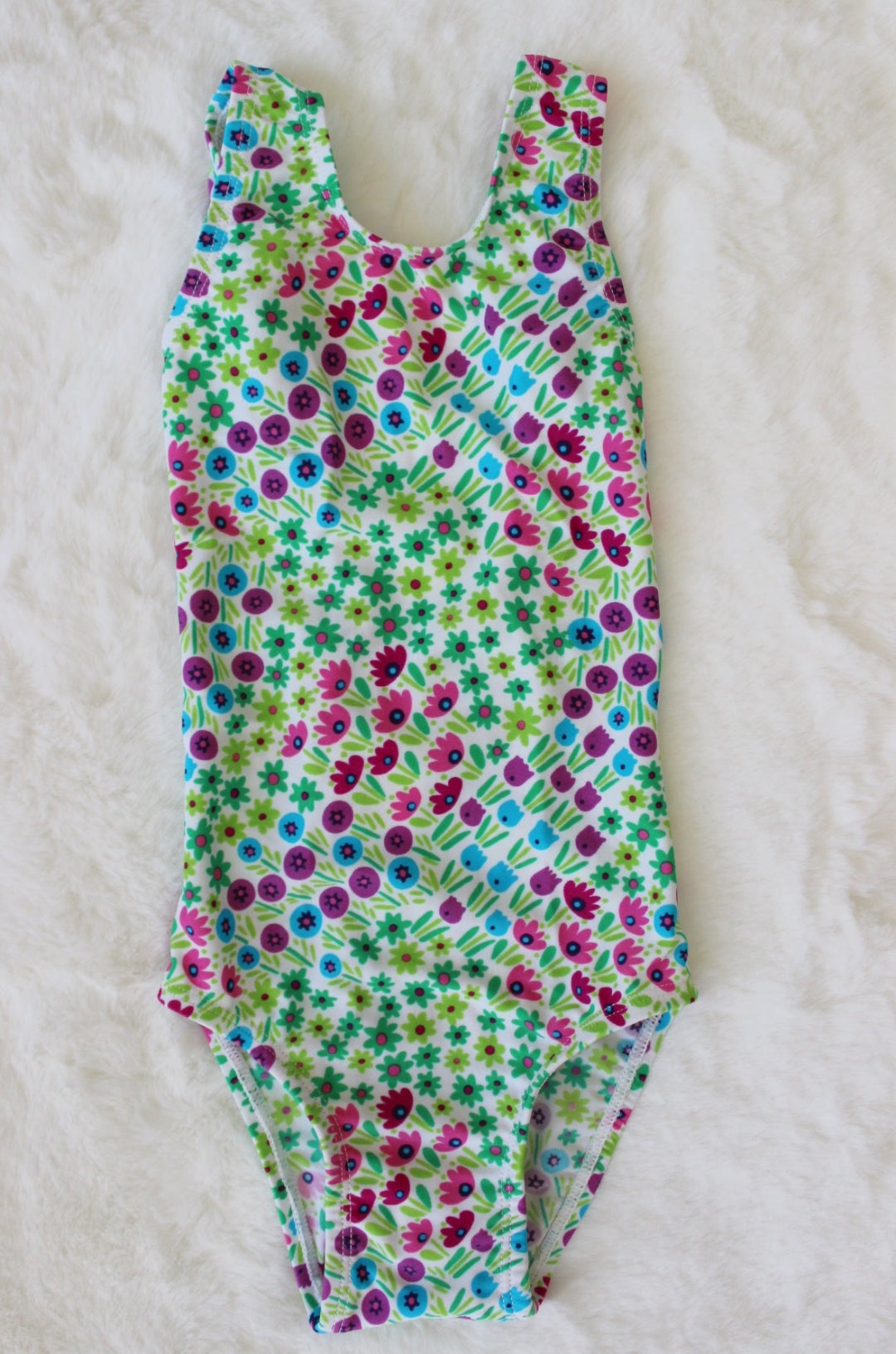 Floral patterned swimsuit on a white background
