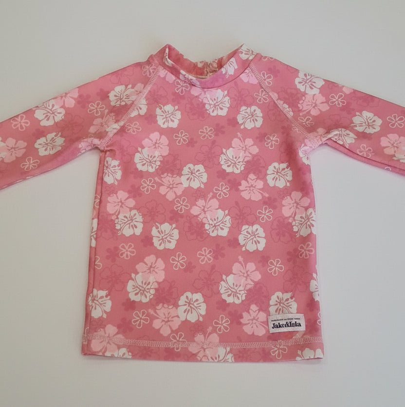 Hibiscus printed long sleeved rash vest