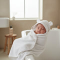 White hooded baby bath  towel 