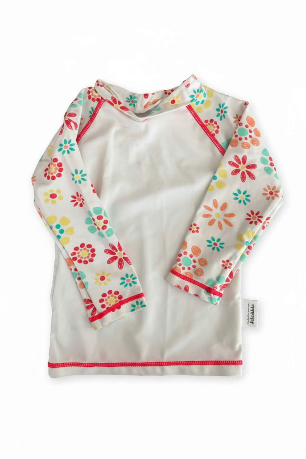 Children's long-sleeve shirt with floral patterns on a gray background