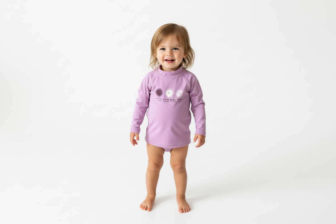 Purple long-sleeve shirt with a logo on a white background