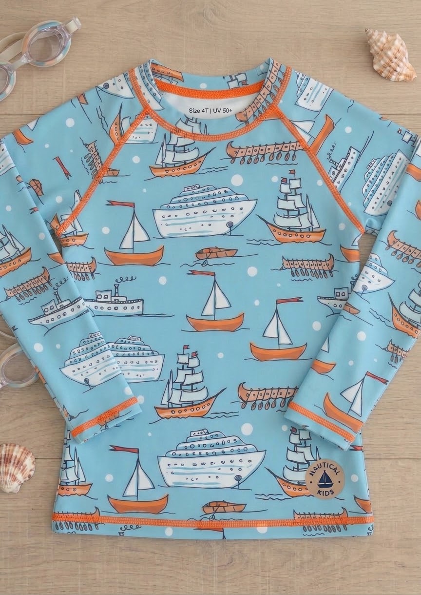 Sailboat Long-Sleeve Rash Vest UPF50+