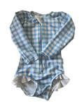 blue_gingham_chloe swimsuit with upf50+ from the Jake and Isla Collection