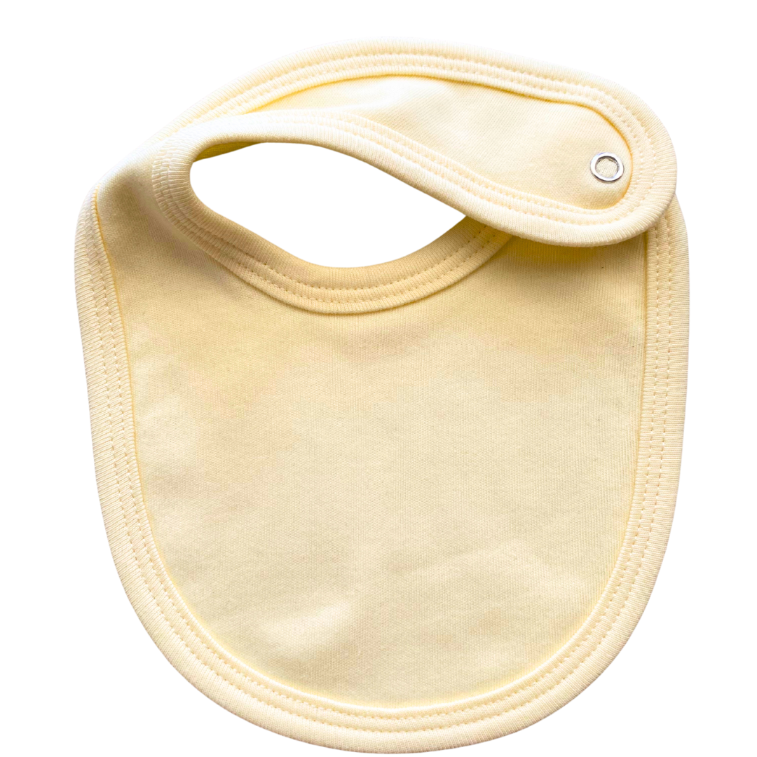 Beige baby bib on a white background