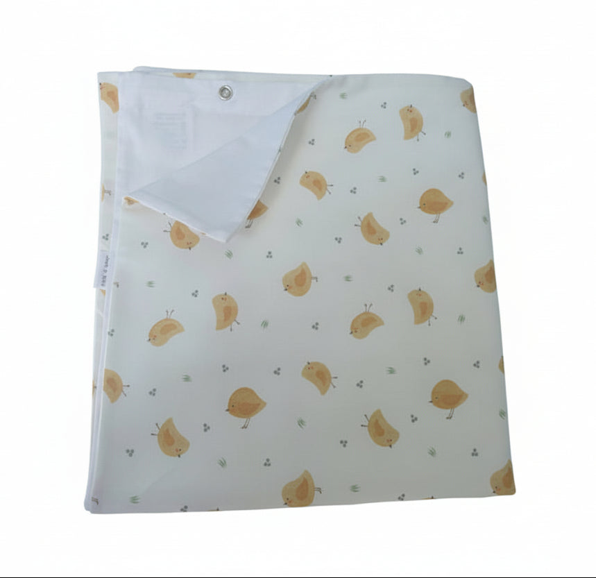 white duvet with chick print