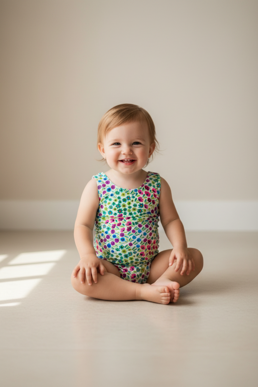 Floral-patterned swimsuit on a white background