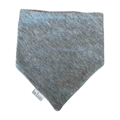 Gray and blue patterned bandana with 'Little Limps' branding on a white background