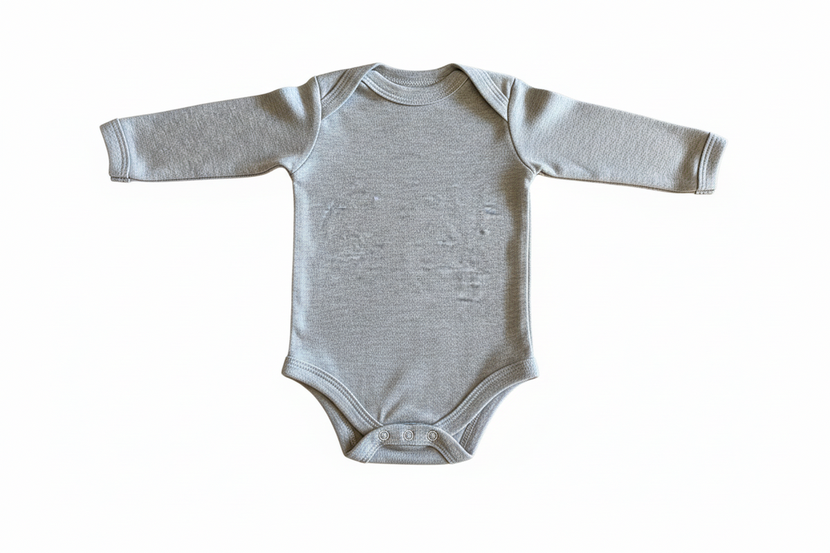 grey long sleeve envelope neck onesie
