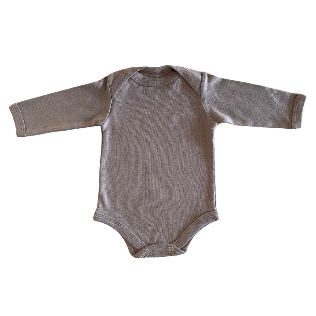 mocha envelope neck onsie long sleeve