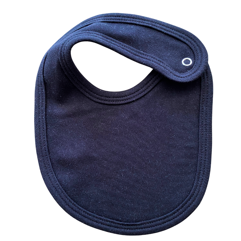 navy bib on white background