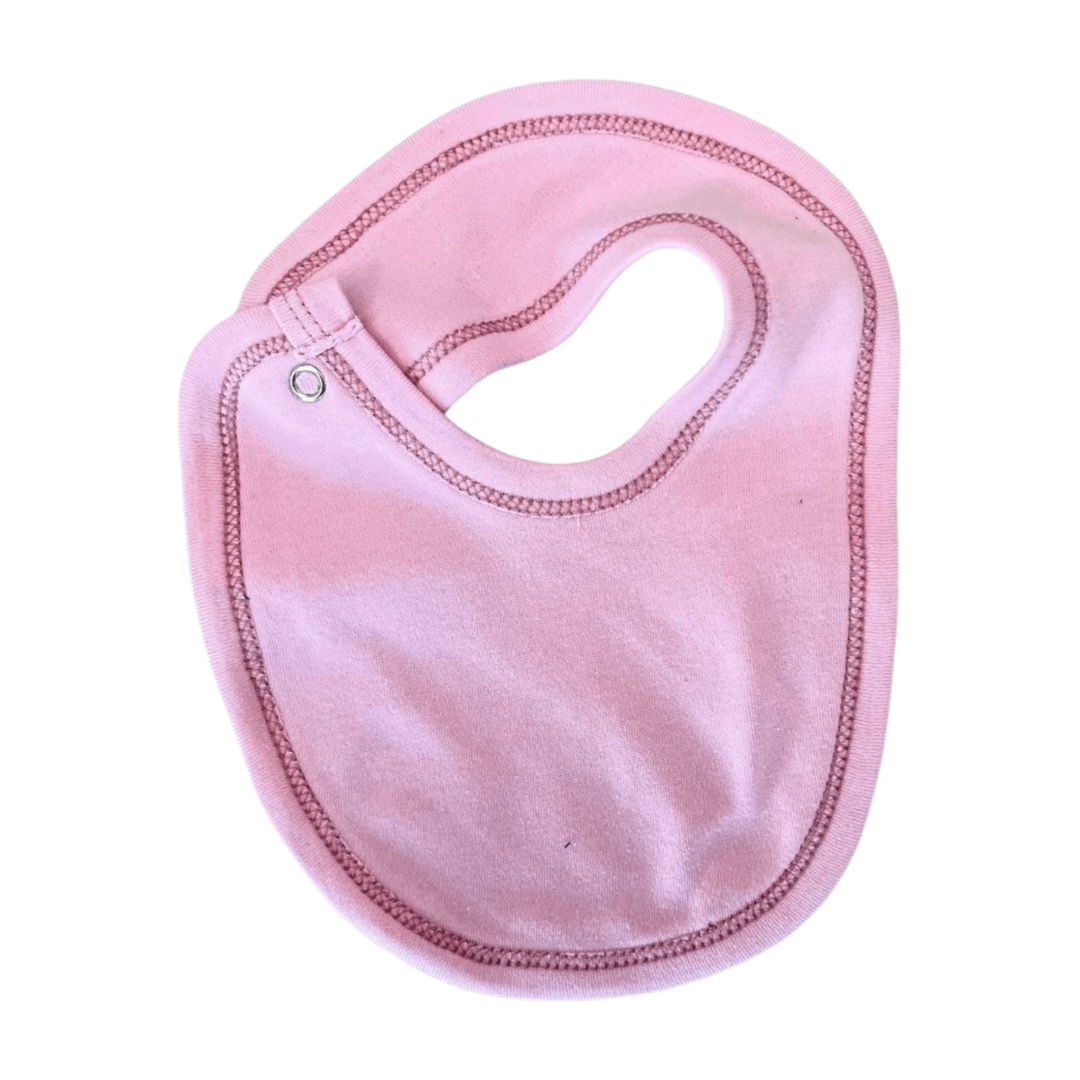 Pink baby bib on a white background