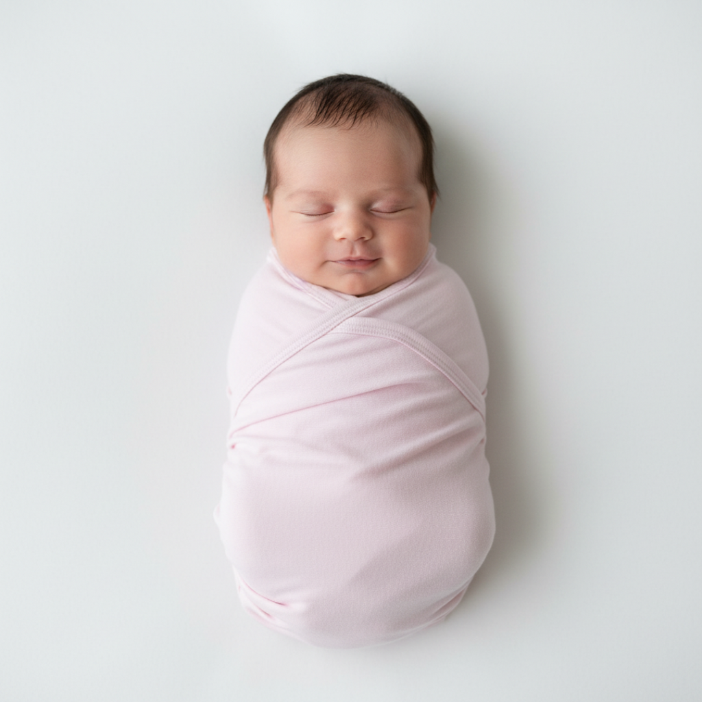 pink swaddle blanket wrapped around a baby