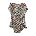 retro baby swimsuit on white background 