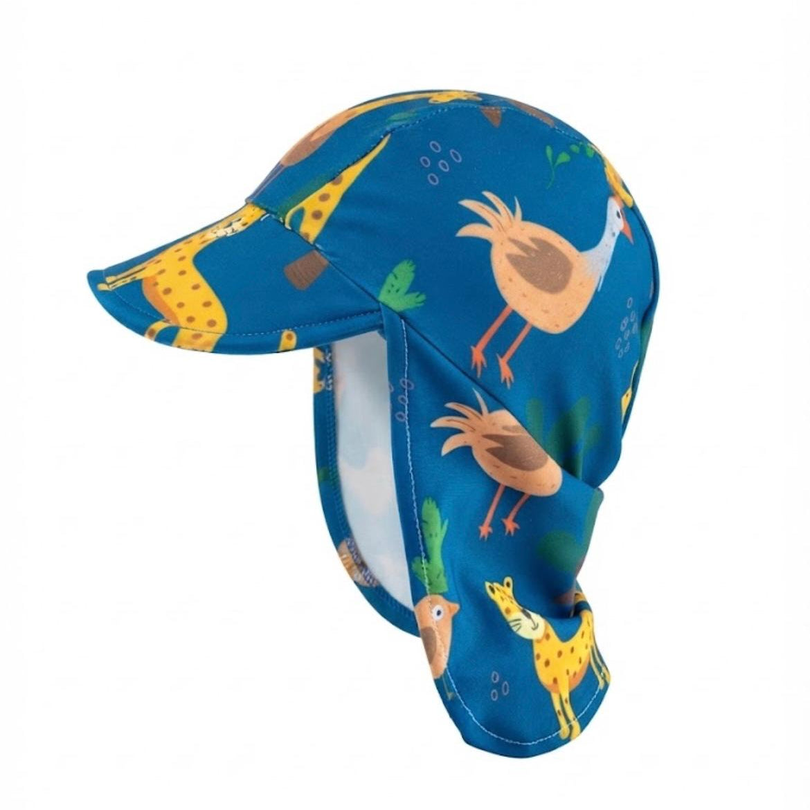 into the wild safari themed blue swim hat
