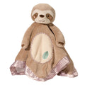 Plush toy sloth with a checkered bottom on a white background