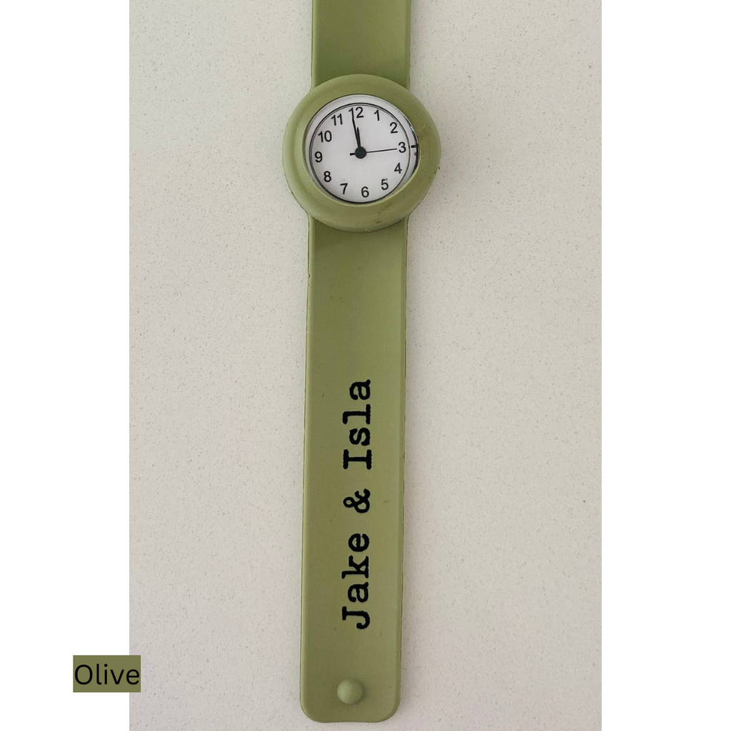 olive watch grey background